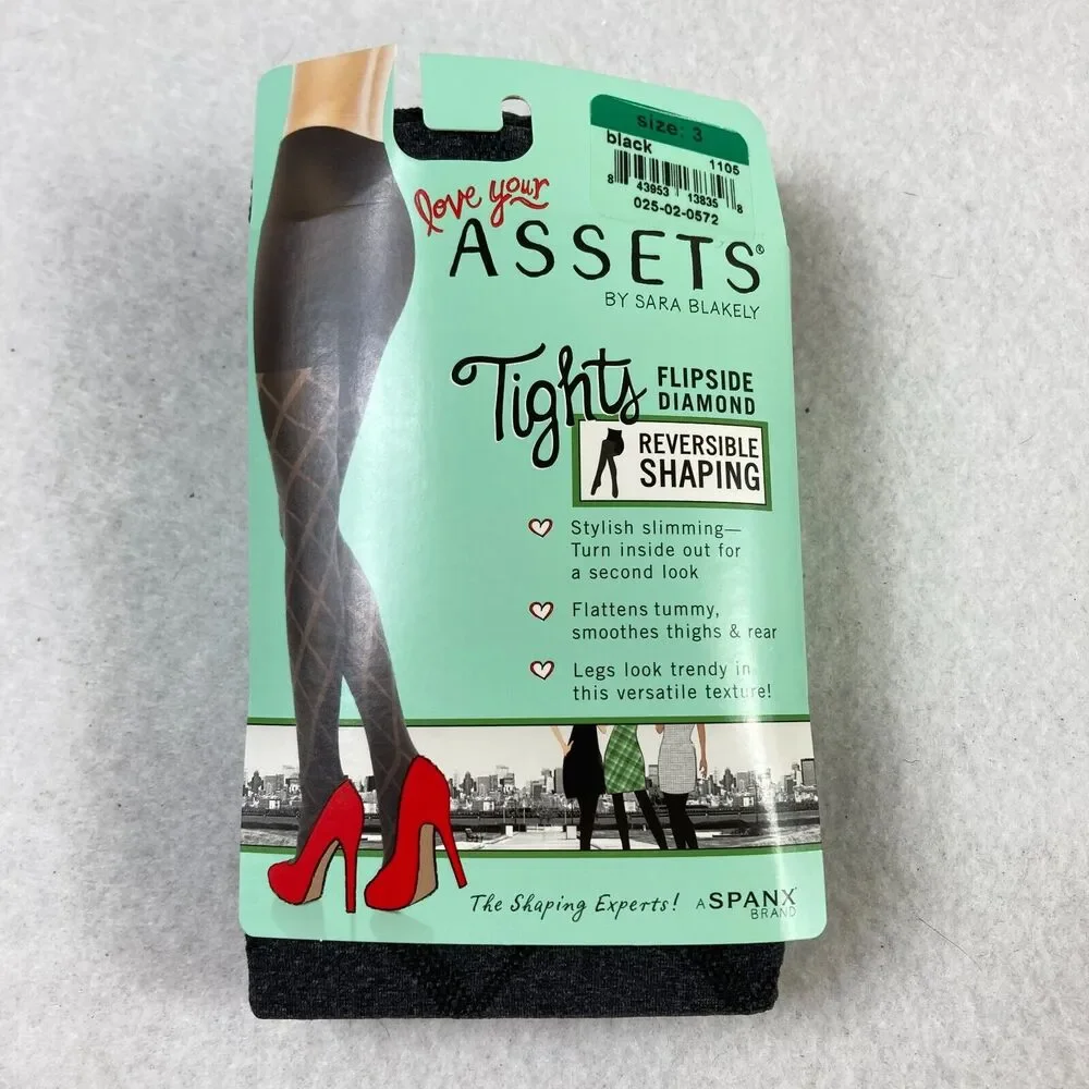 SPANX Assets Sara Blakely Reversible Shaping Tights‎ Women's 3 Flipside Diamond